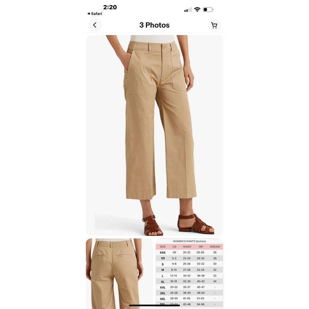 Ralph Lauren Green Label Tan Light Academia Wide Leg Casual Pants 8P